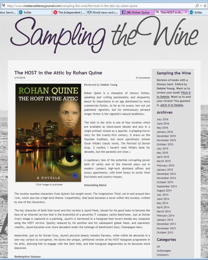 Review of The Host in the Attic in Vine Leaves Literary Journal – ROHAN  QUINE