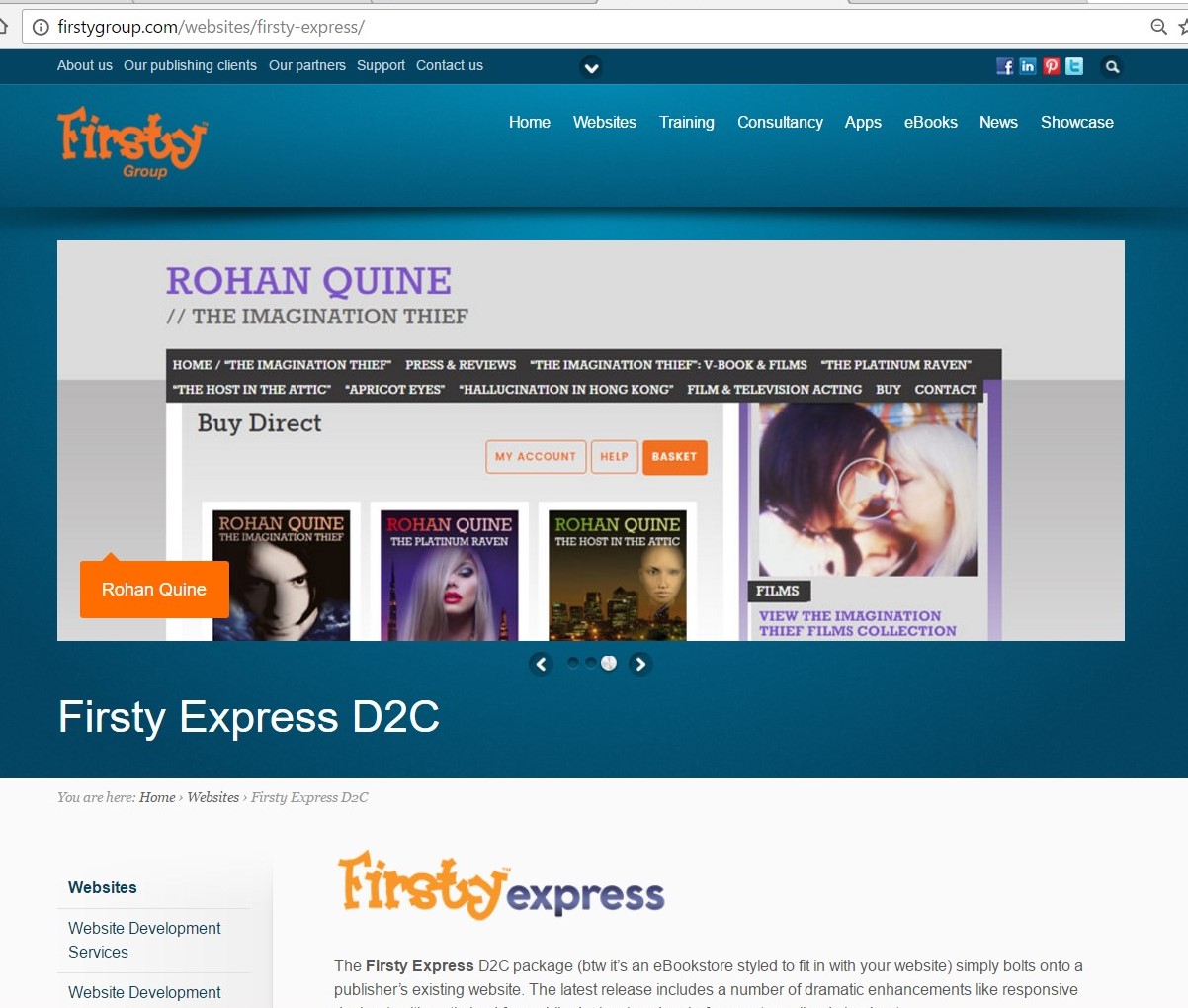Rohan Quine's website in Firsty Express showcase 4